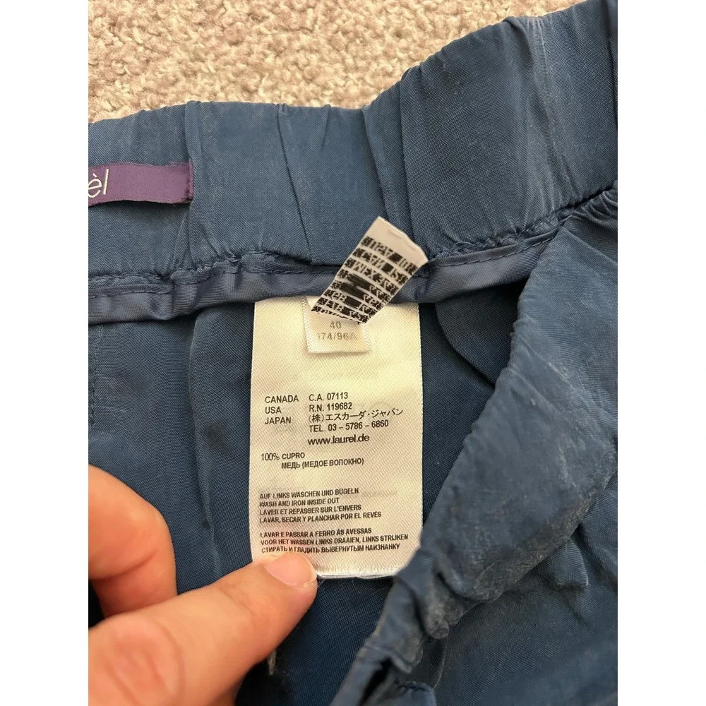 Laurel Cupro Tapered Trousers Womens Size‎ 10 Blue Excellent Elastic Waist Tie